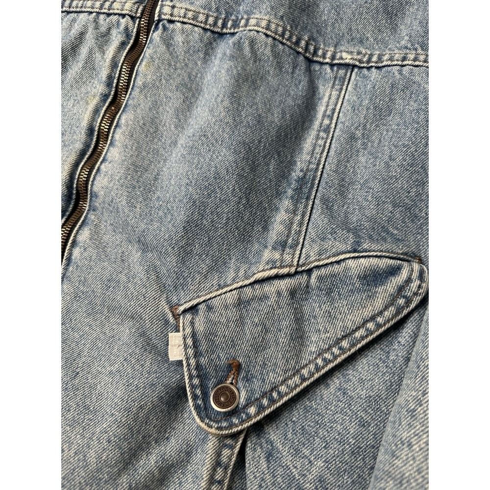 Mens 1990s Levis SilverTab Denim Bomber Jacket Blue, Size L - Picture 2 of 11